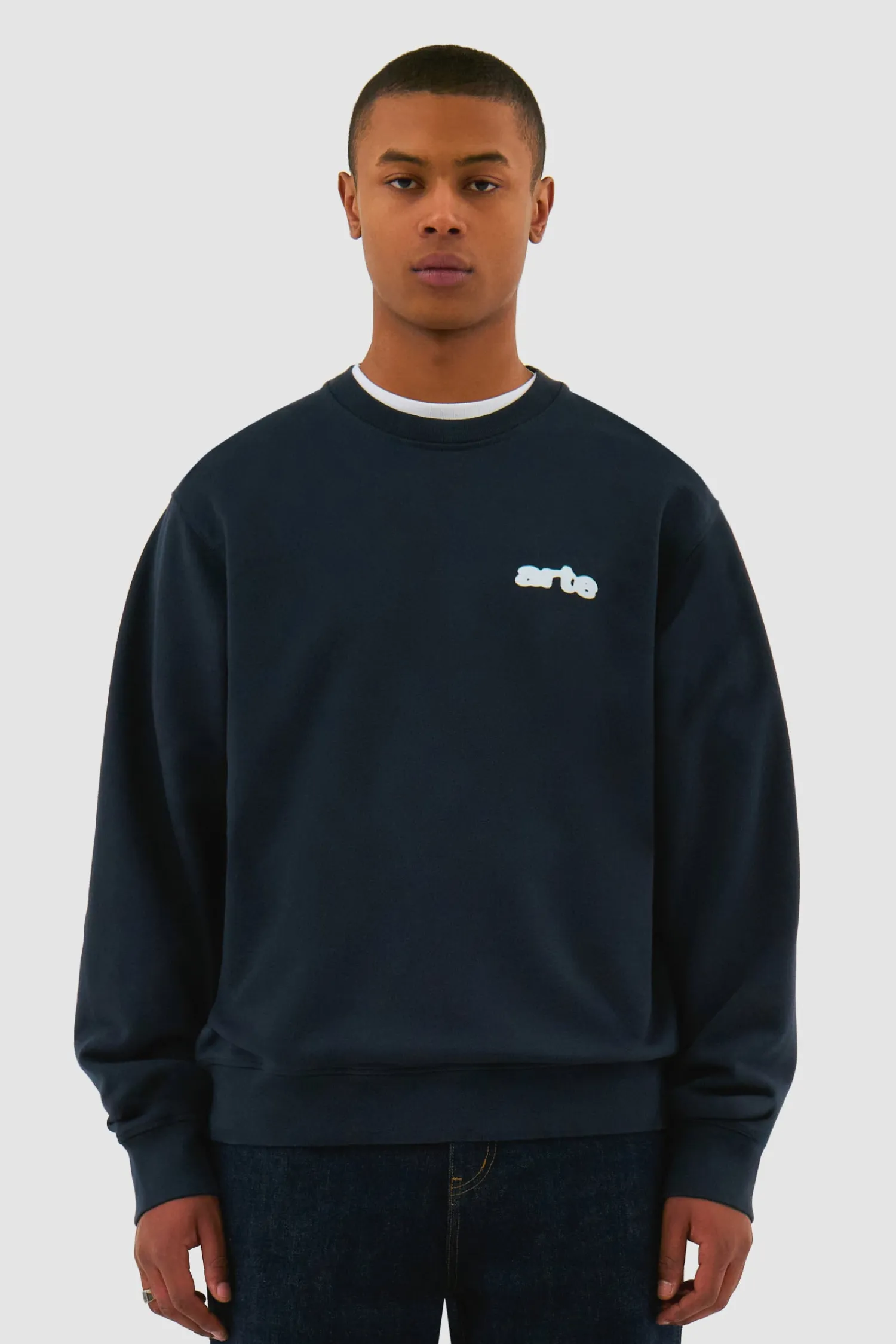 Arte Antwerp Blur Flower Crewneck - Marine Cheap