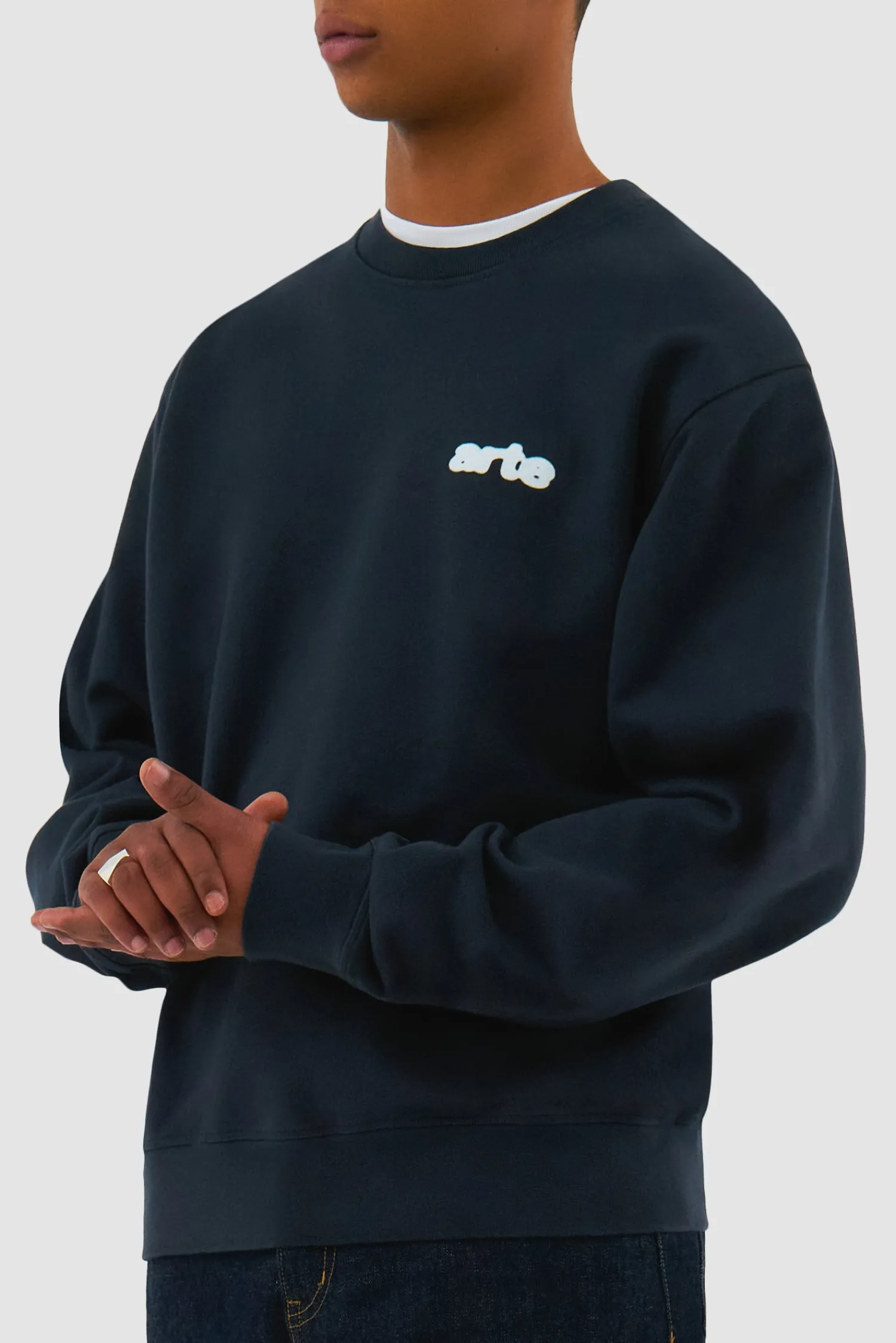 Arte Antwerp Blur Flower Crewneck - Marine Cheap