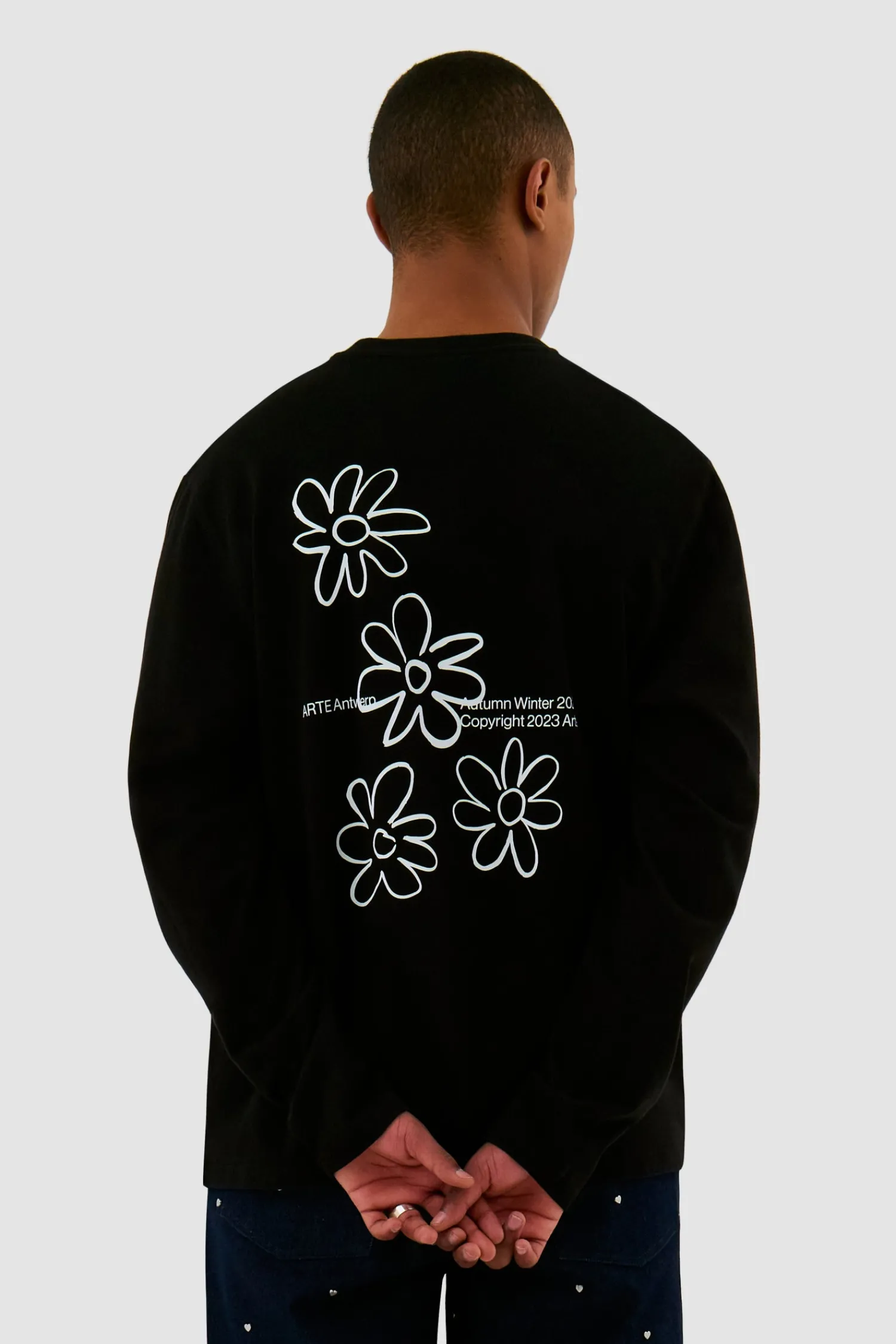 Arte Antwerp Manches longues Flowers - Noir New