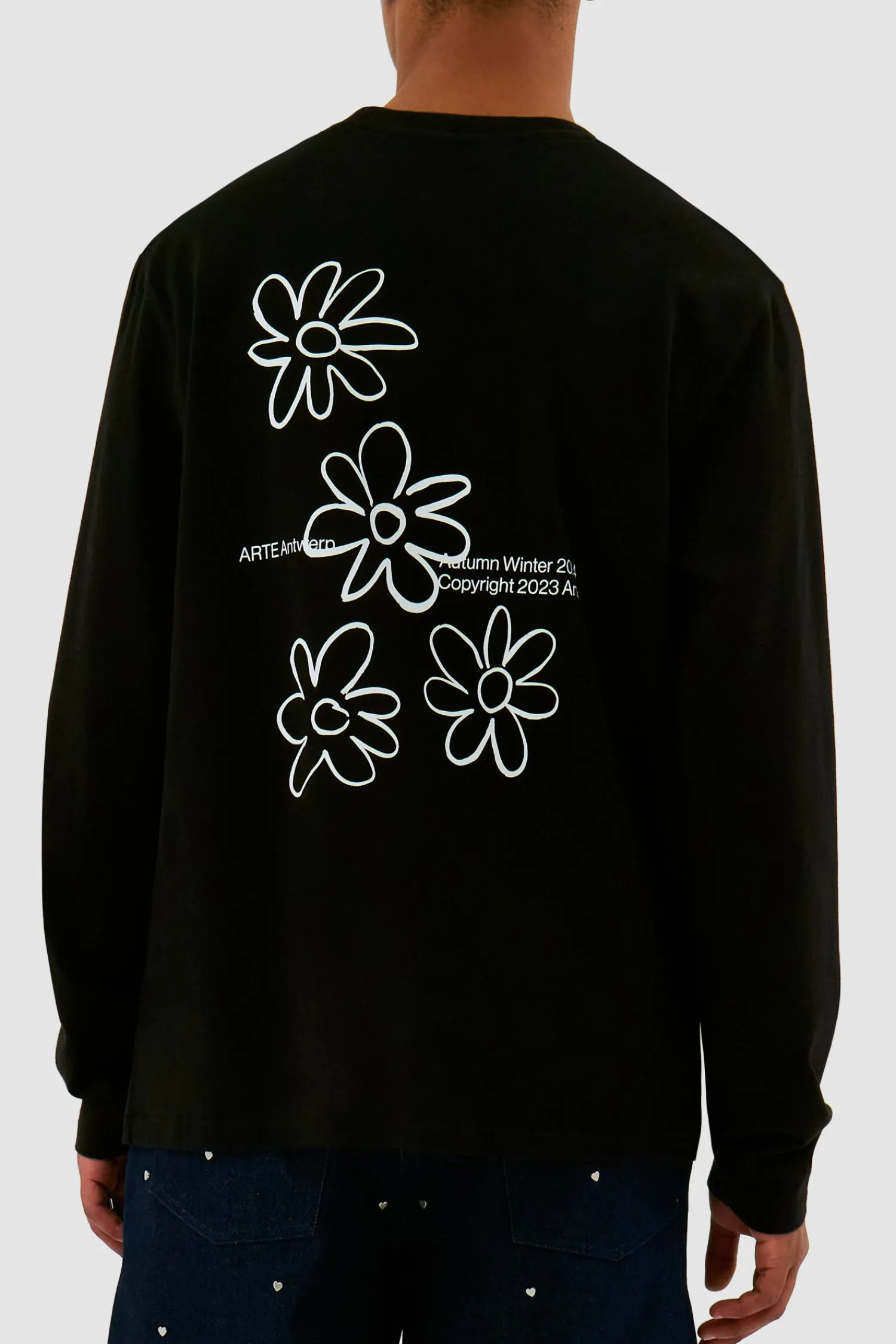 Arte Antwerp Manches longues Flowers - Noir New