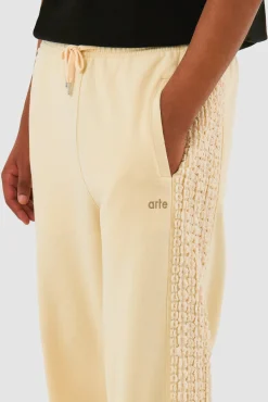 Arte Antwerp Pantalon à bandes fleuries - Crème Fashion