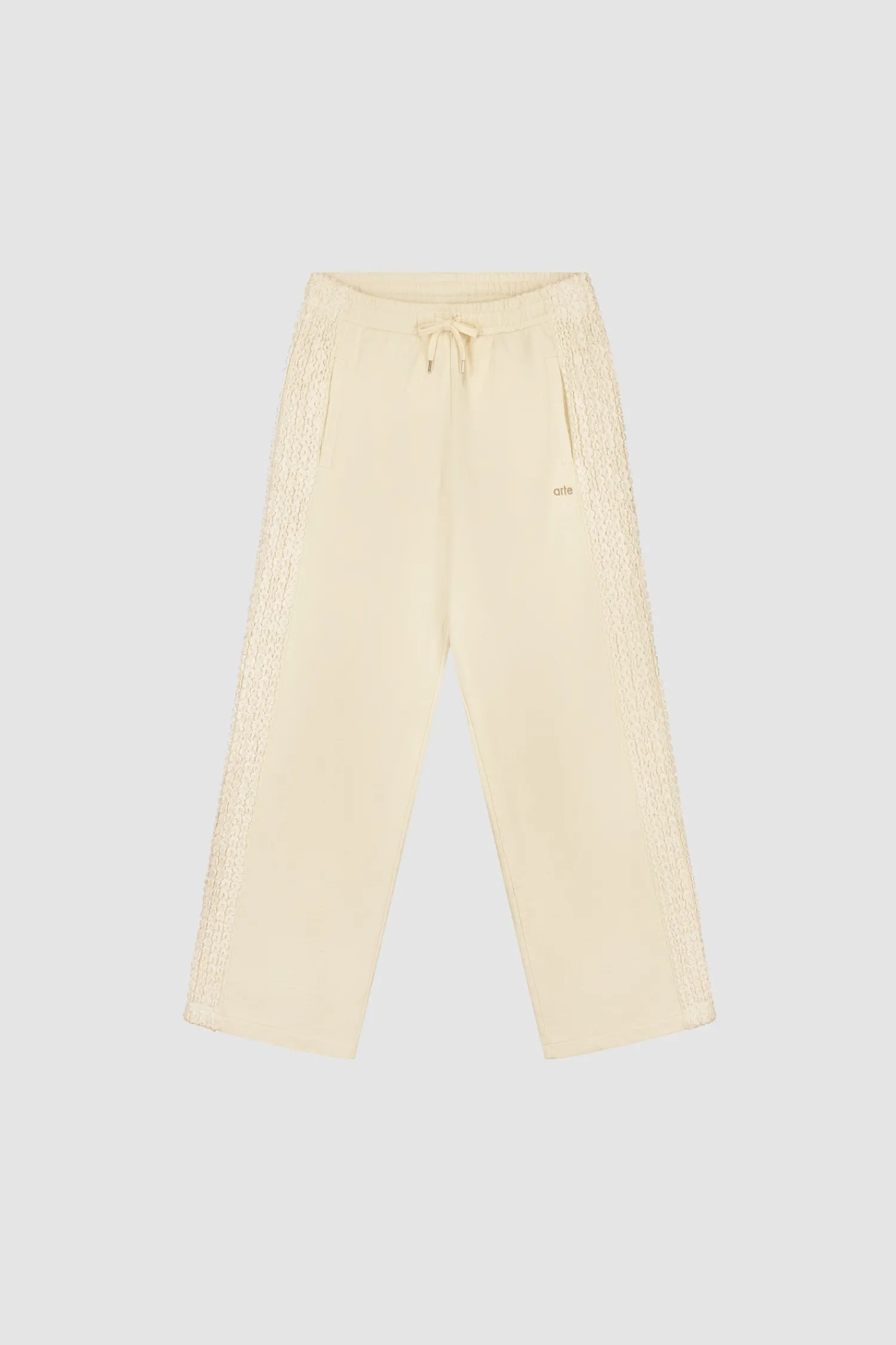 Arte Antwerp Pantalon à bandes fleuries - Crème Fashion