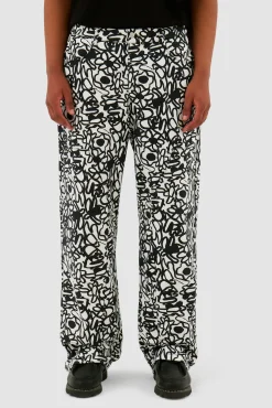 Arte Antwerp Pantalon Allover Flowers - Noir/ blanc Store