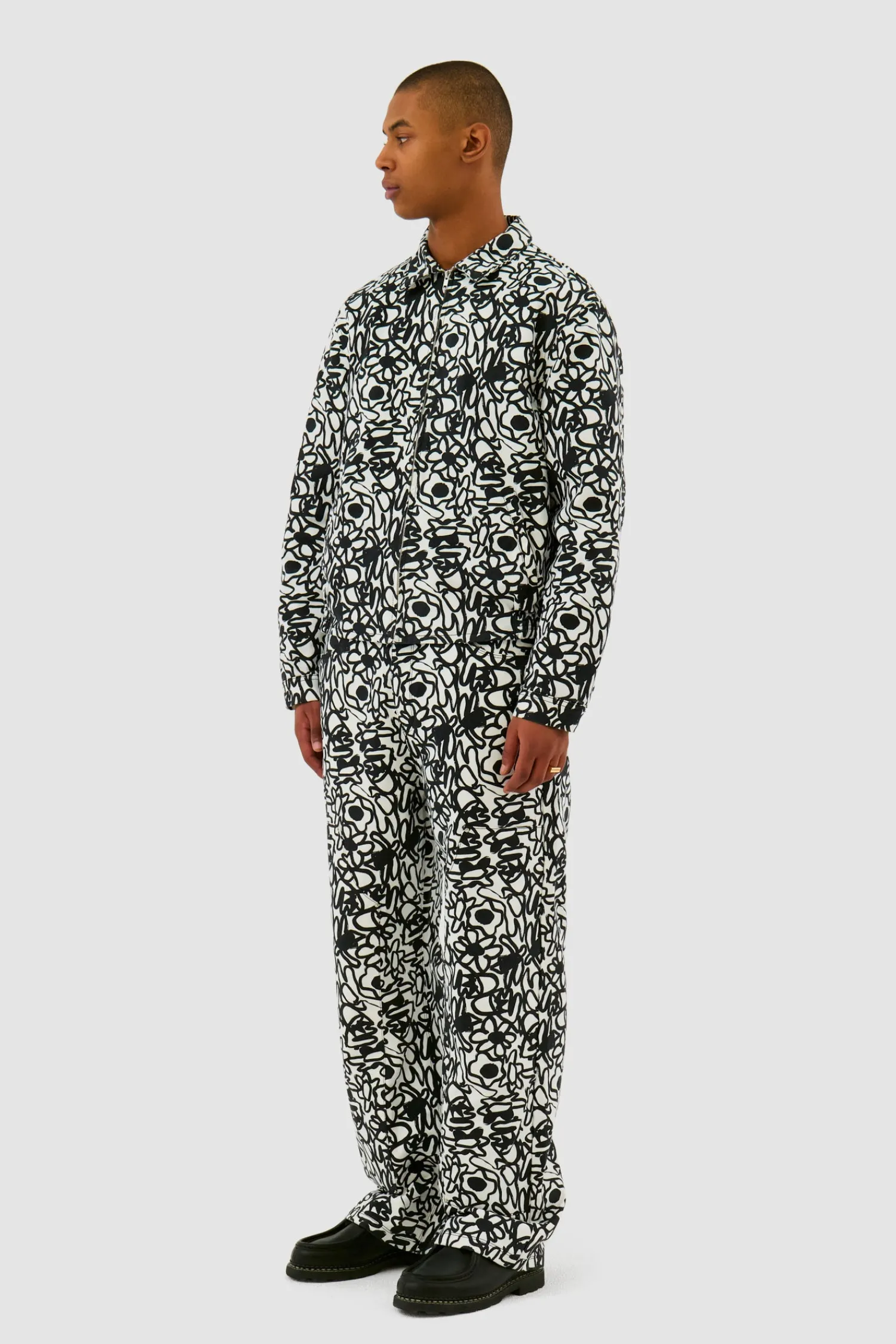 Arte Antwerp Pantalon Allover Flowers - Noir/ blanc Store