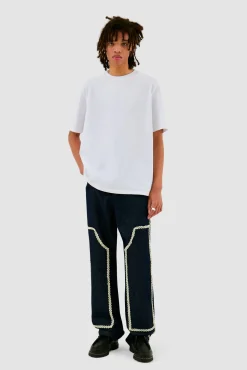 Arte Antwerp Pantalon en denim à bordures fleuries - Dark Wash Marine Best