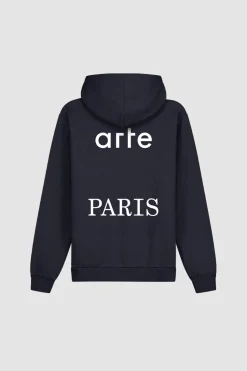 Arte Antwerp Sweat à capuche avec fermeture à glissière au dos - Navy Marine Hot