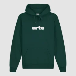 Arte Antwerp Sweat à capuche avec logo brodé - vert Outlet