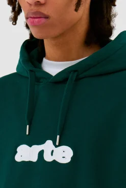 Arte Antwerp Sweat à capuche avec logo brodé - vert Outlet
