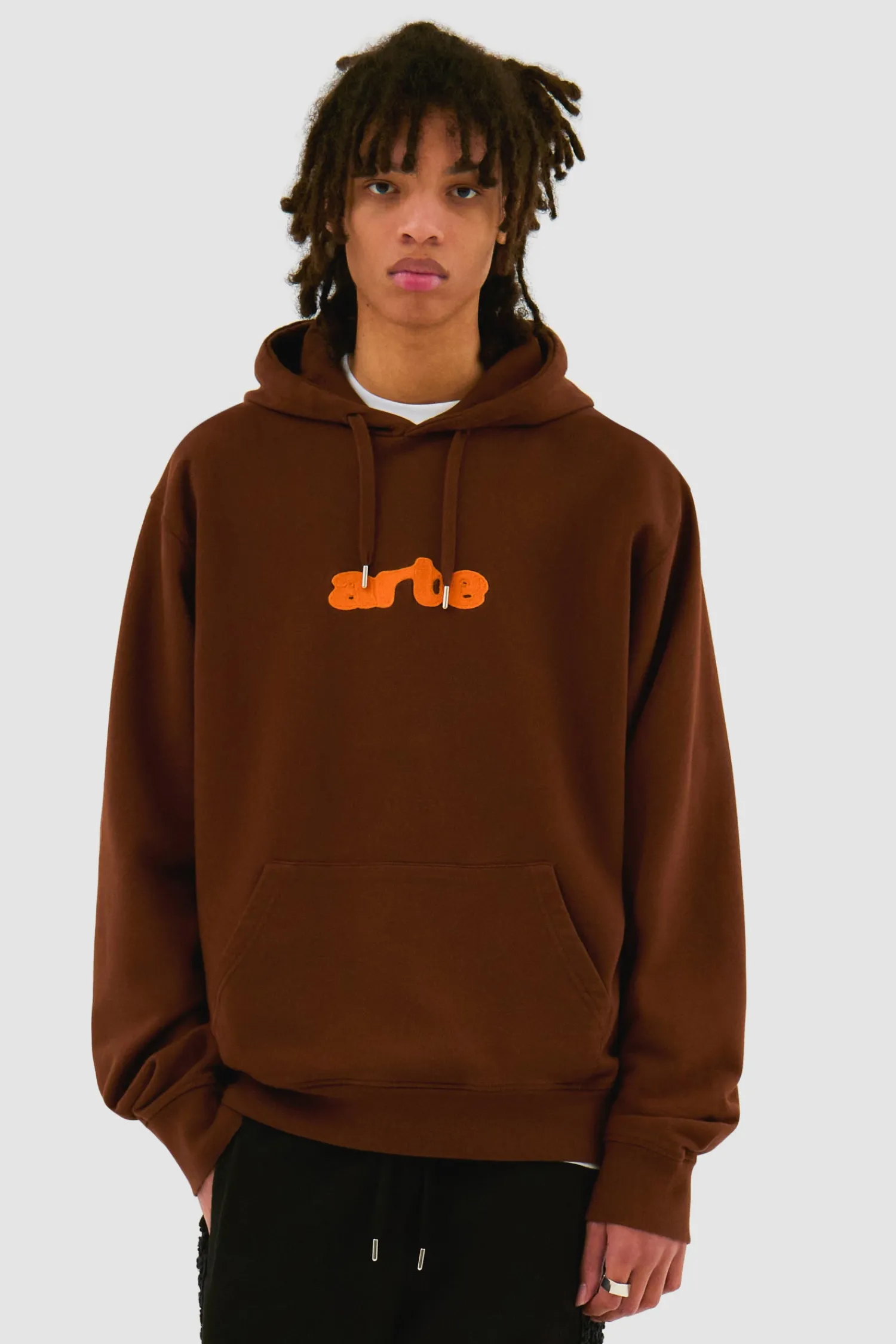Arte Antwerp Sweat à capuche avec logo brodé - marron New