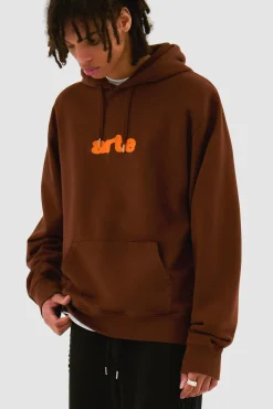 Arte Antwerp Sweat à capuche avec logo brodé - marron New
