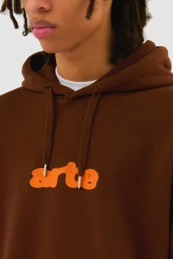 Arte Antwerp Sweat à capuche avec logo brodé - marron New