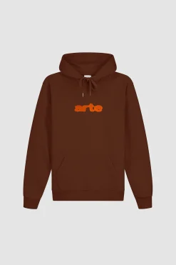 Arte Antwerp Sweat à capuche avec logo brodé - marron New