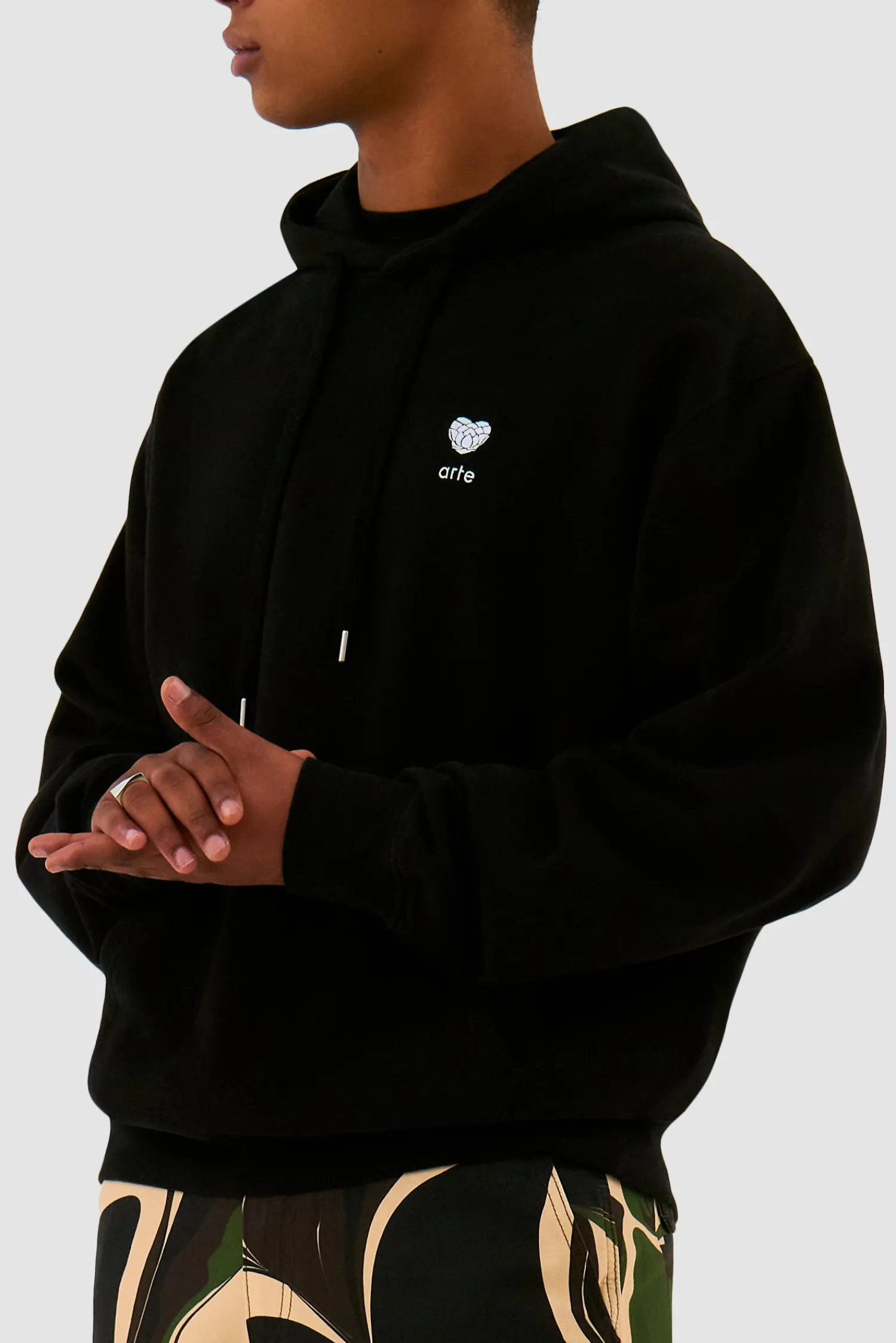 Arte Antwerp Sweat à capuche Heart Flower - Noir Cheap