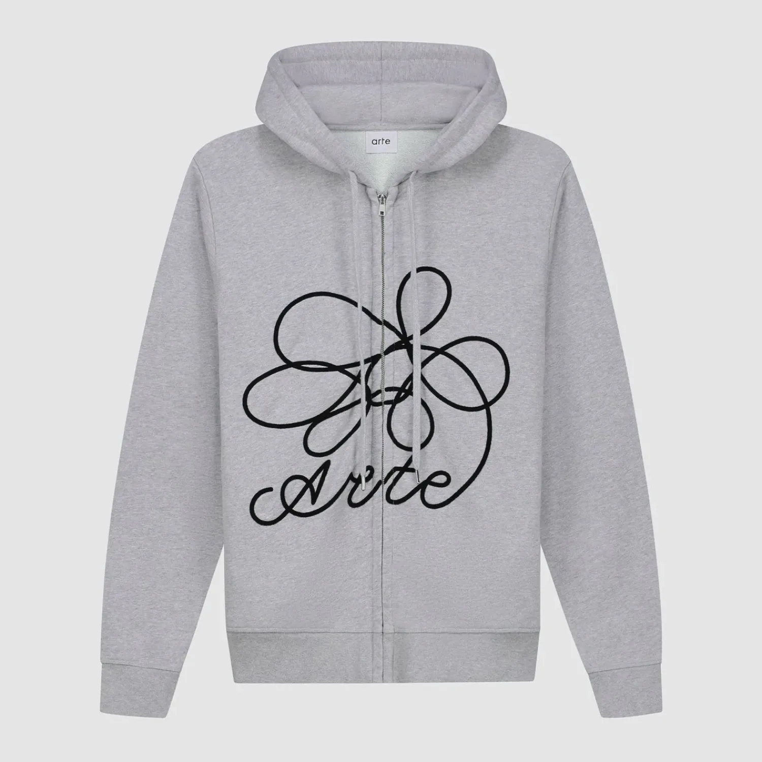 Arte Antwerp Sweat à capuche zippé avec logo fleuri - Gris New