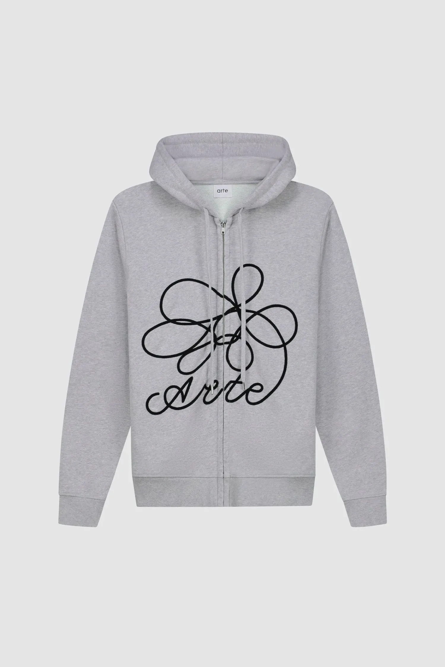 Arte Antwerp Sweat à capuche zippé avec logo fleuri - Gris New