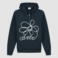 Arte Antwerp Sweat à capuche zippé avec logo fleuri - Marine Online