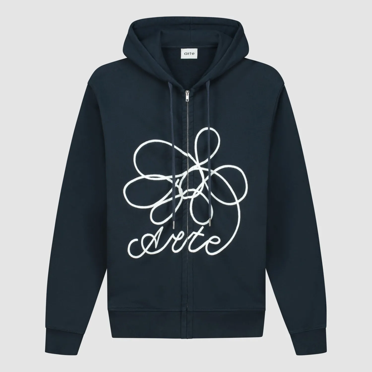 Arte Antwerp Sweat à capuche zippé avec logo fleuri - Marine Online
