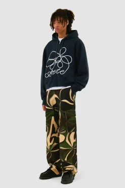 Arte Antwerp Sweat à capuche zippé avec logo fleuri - Marine Online