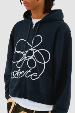 Arte Antwerp Sweat à capuche zippé avec logo fleuri - Marine Online