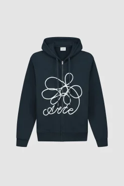 Arte Antwerp Sweat à capuche zippé avec logo fleuri - Marine Online