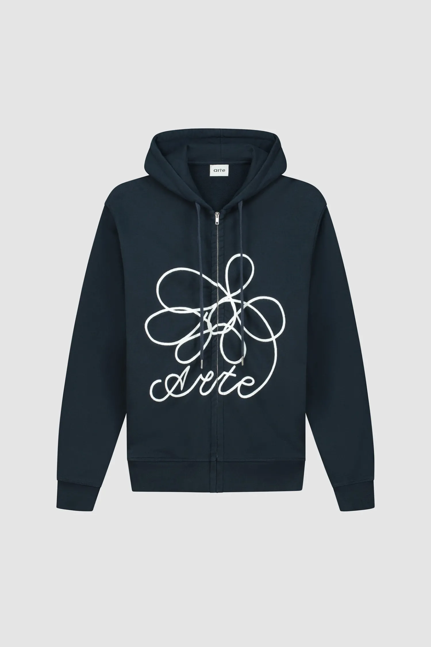 Arte Antwerp Sweat à capuche zippé avec logo fleuri - Marine Online