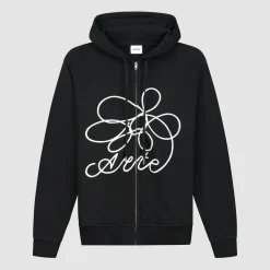 Arte Antwerp Sweat à capuche zippé avec logo fleuri - Noir Cheap