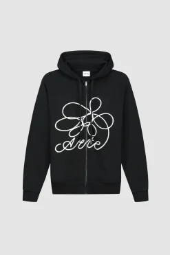 Arte Antwerp Sweat à capuche zippé avec logo fleuri - Noir Cheap