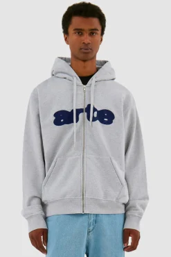 Arte Antwerp Sweat à capuche zippé brodé - Gris Best Sale