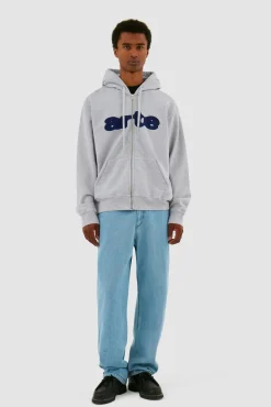 Arte Antwerp Sweat à capuche zippé brodé - Gris Best Sale