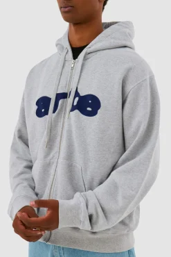 Arte Antwerp Sweat à capuche zippé brodé - Gris Best Sale