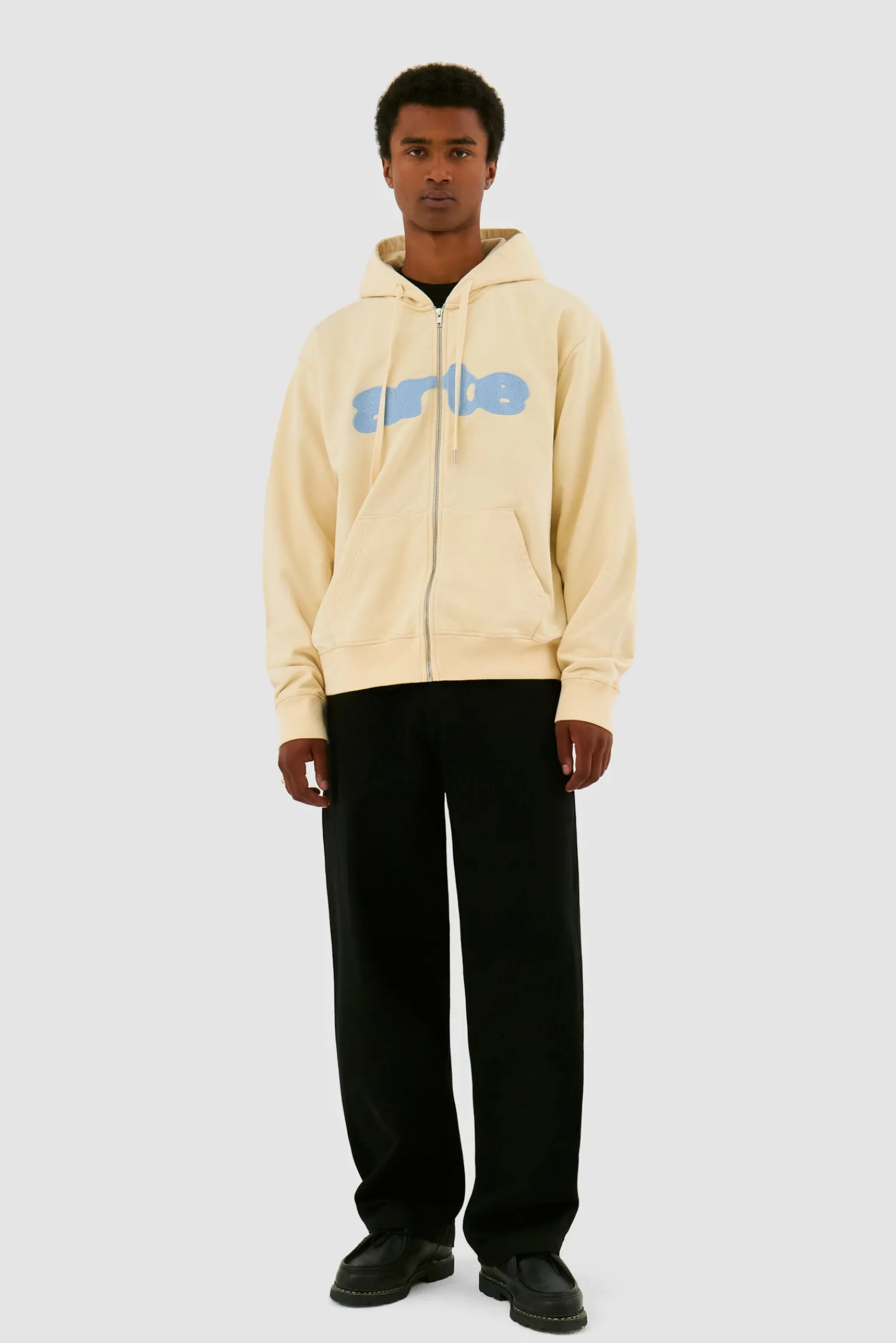 Arte Antwerp Sweat à capuche zippé brodé - Crème Online