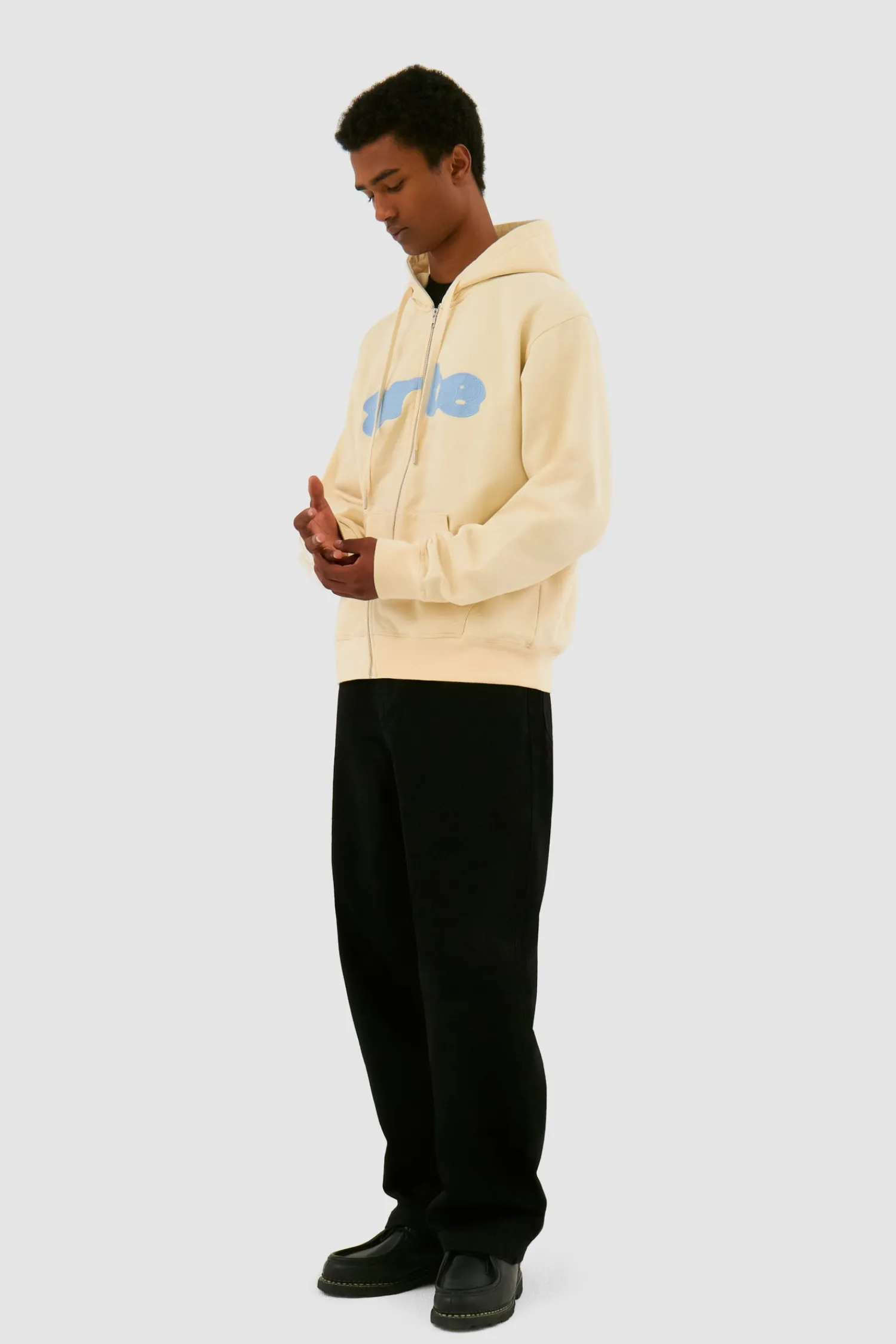 Arte Antwerp Sweat à capuche zippé brodé - Crème Online