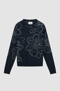 Arte Antwerp Tricot à fleurs brodées - Marine New