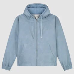 Arte Antwerp Veste à capuche en cuir - Bleu Sale