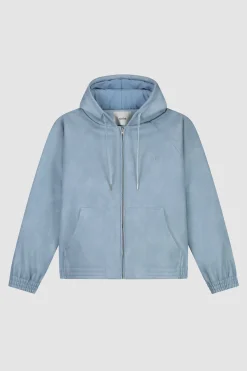 Arte Antwerp Veste à capuche en cuir - Bleu Sale