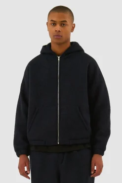 Arte Antwerp Veste à capuche en laine - Navy Marine Discount
