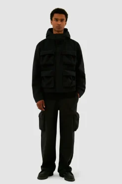 Arte Antwerp Veste à capuche en nylon avec poches 3D - Noir Store