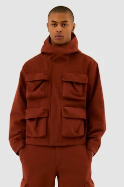 Arte Antwerp Veste à capuche en nylon avec poches 3D - Orange Fashion
