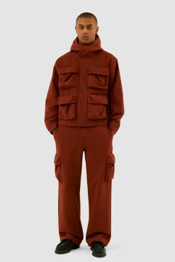 Arte Antwerp Veste à capuche en nylon avec poches 3D - Orange Fashion