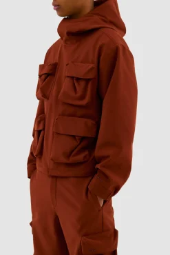 Arte Antwerp Veste à capuche en nylon avec poches 3D - Orange Fashion