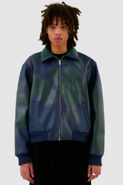 Arte Antwerp Veste en cuir Artisan - Navy/Green Marine Flash Sale