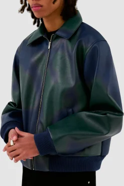 Arte Antwerp Veste en cuir Artisan - Navy/Green Marine Flash Sale