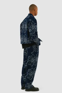 Arte Antwerp Veste en jean à points de fleurs - Marine Clearance